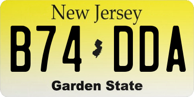 NJ license plate B74DDA