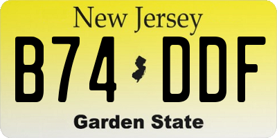 NJ license plate B74DDF