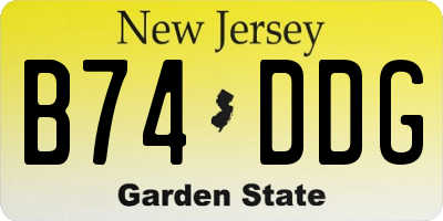 NJ license plate B74DDG