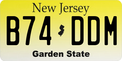 NJ license plate B74DDM