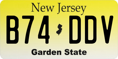 NJ license plate B74DDV