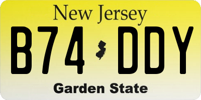 NJ license plate B74DDY