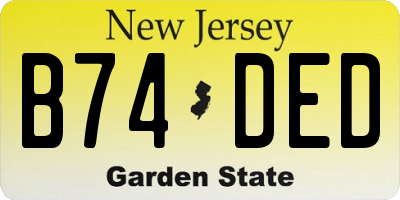 NJ license plate B74DED