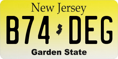 NJ license plate B74DEG