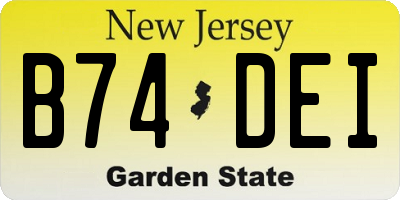 NJ license plate B74DEI