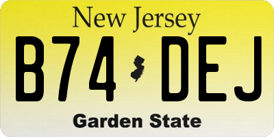 NJ license plate B74DEJ