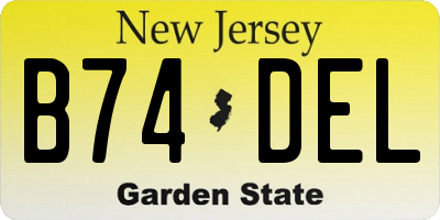 NJ license plate B74DEL