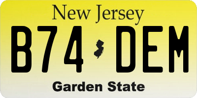 NJ license plate B74DEM