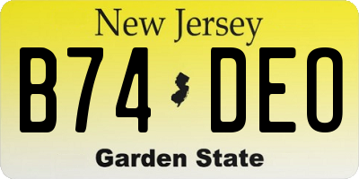 NJ license plate B74DEO