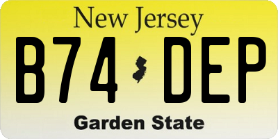 NJ license plate B74DEP