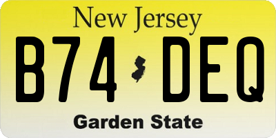 NJ license plate B74DEQ
