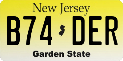 NJ license plate B74DER