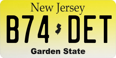 NJ license plate B74DET