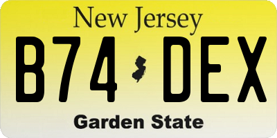 NJ license plate B74DEX