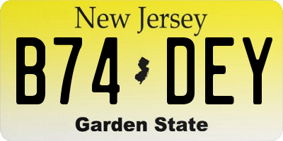 NJ license plate B74DEY