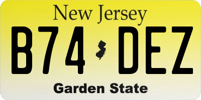NJ license plate B74DEZ