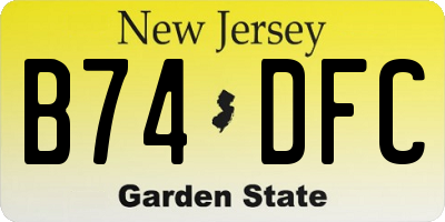 NJ license plate B74DFC