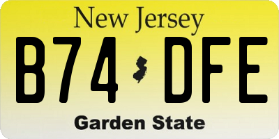 NJ license plate B74DFE
