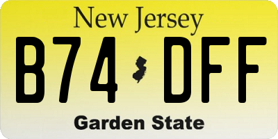 NJ license plate B74DFF