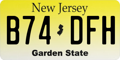 NJ license plate B74DFH