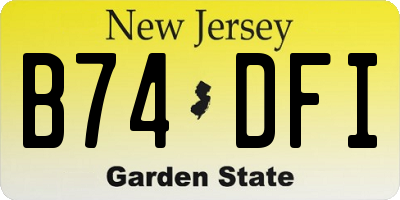 NJ license plate B74DFI