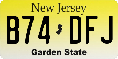 NJ license plate B74DFJ