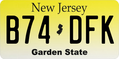 NJ license plate B74DFK