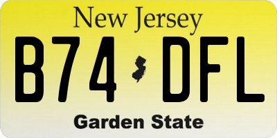 NJ license plate B74DFL