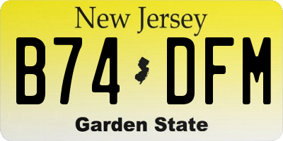 NJ license plate B74DFM
