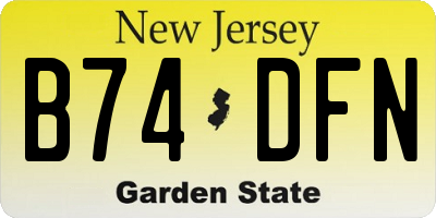 NJ license plate B74DFN
