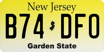 NJ license plate B74DFO