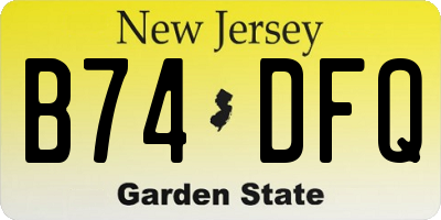 NJ license plate B74DFQ