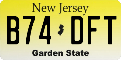 NJ license plate B74DFT