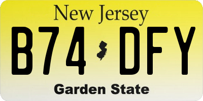 NJ license plate B74DFY