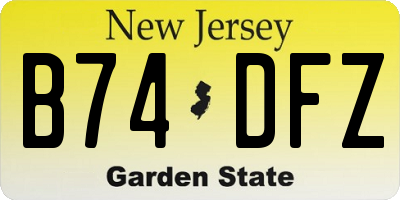 NJ license plate B74DFZ