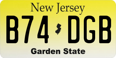 NJ license plate B74DGB