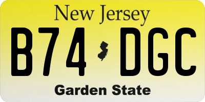 NJ license plate B74DGC
