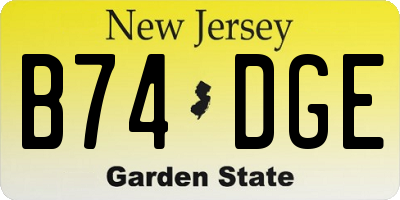 NJ license plate B74DGE