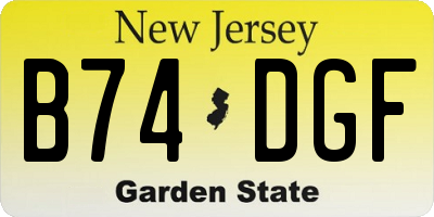 NJ license plate B74DGF