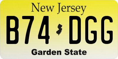 NJ license plate B74DGG