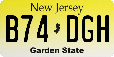 NJ license plate B74DGH