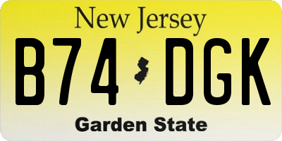 NJ license plate B74DGK