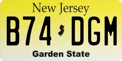 NJ license plate B74DGM