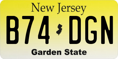 NJ license plate B74DGN