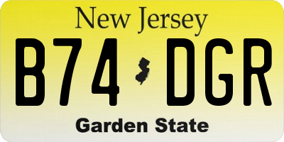 NJ license plate B74DGR
