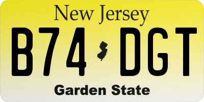 NJ license plate B74DGT