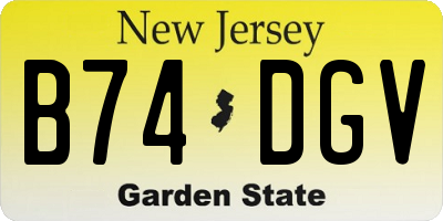 NJ license plate B74DGV