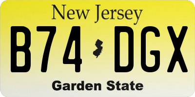 NJ license plate B74DGX