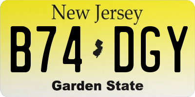 NJ license plate B74DGY