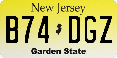 NJ license plate B74DGZ